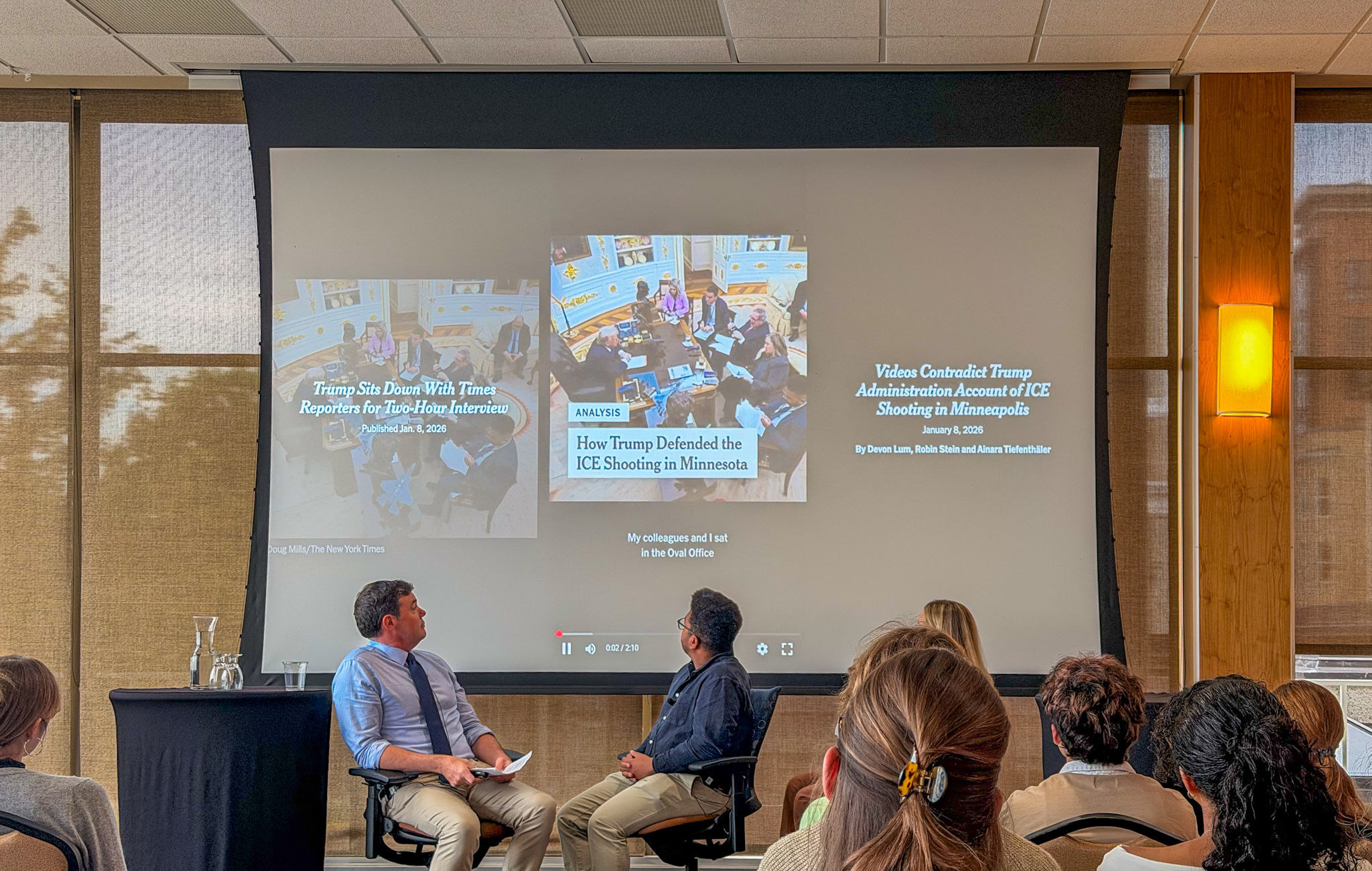 Scene from the Times panel at the Pyle Center, UW–Madison