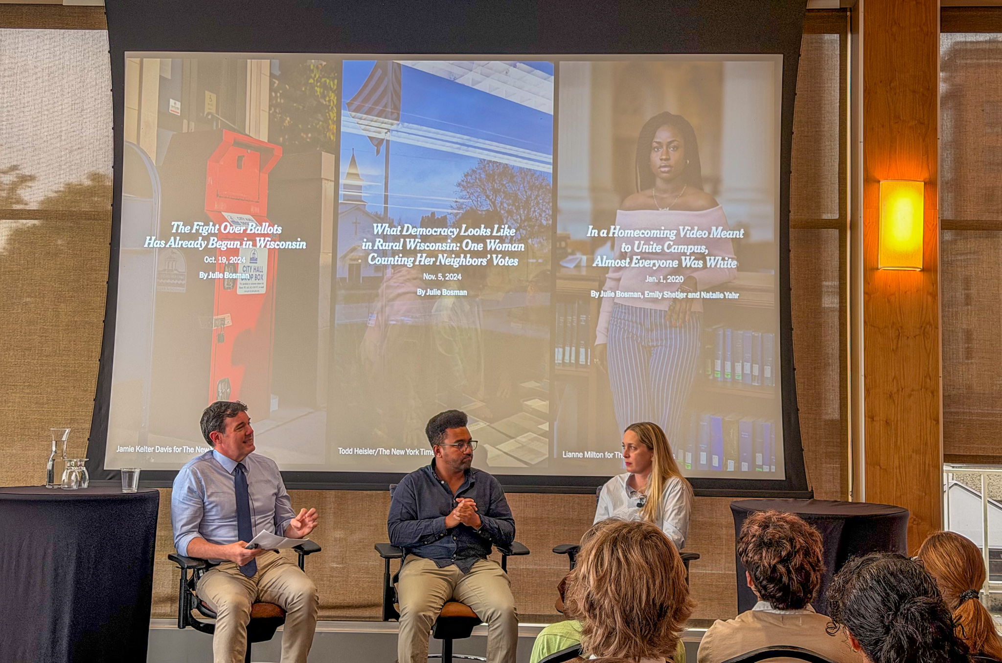 Scene from the Times panel at the Pyle Center, UW–Madison