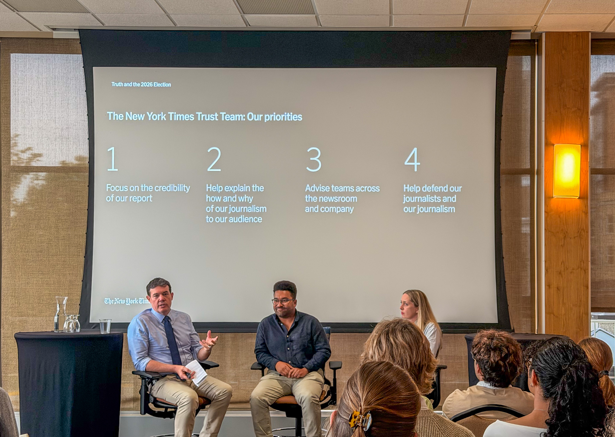 Scene from the Times panel at the Pyle Center, UW–Madison