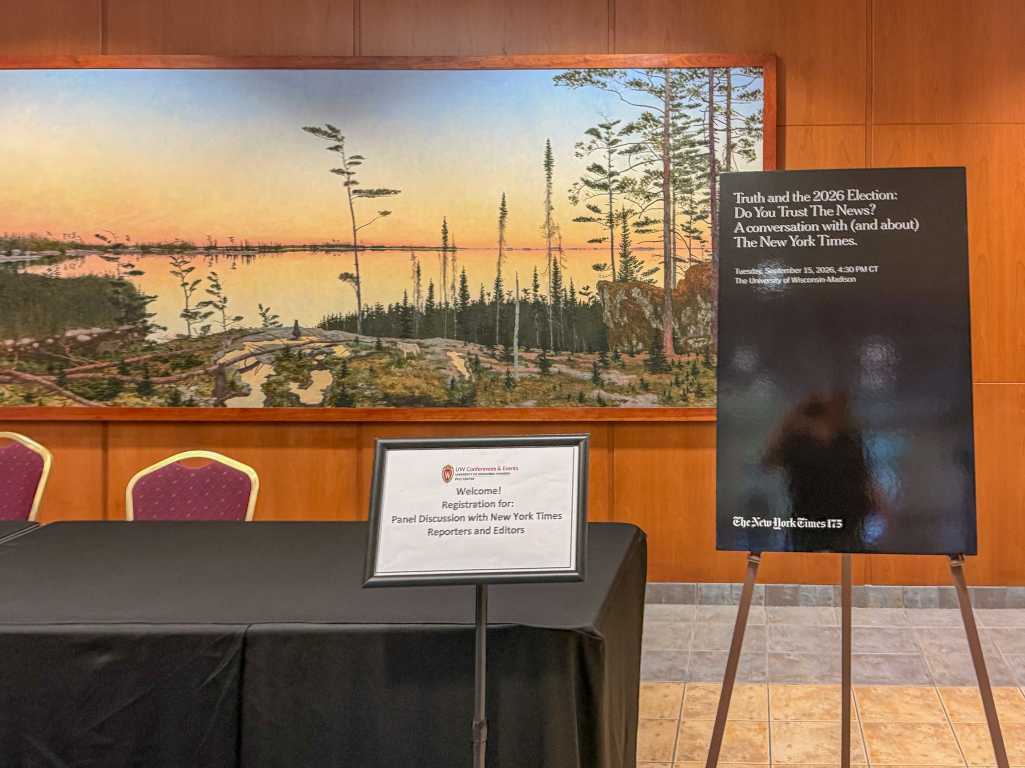 Scene from the Times panel at the Pyle Center, UW–Madison