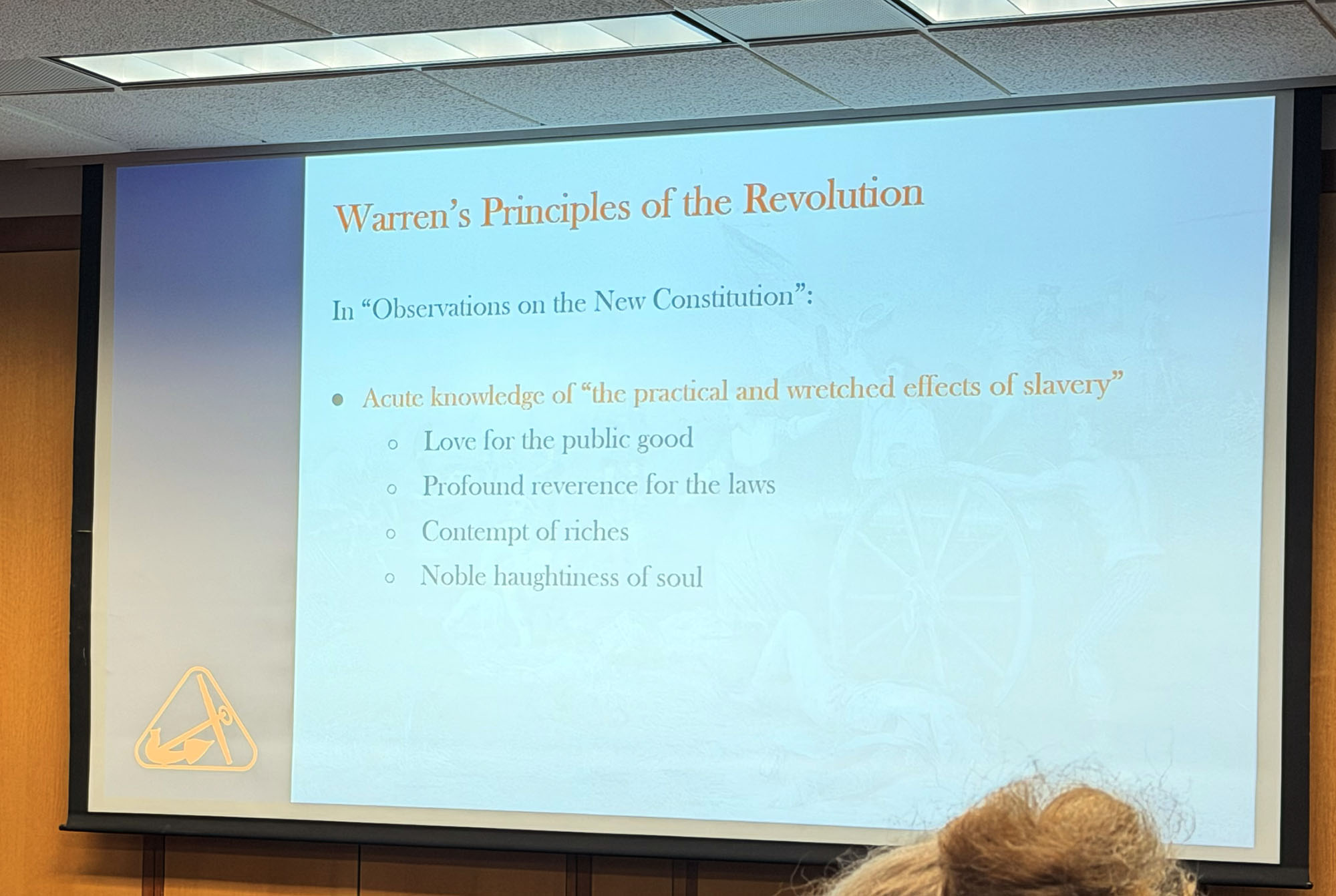 Slide photographed 19:28 into the lecture