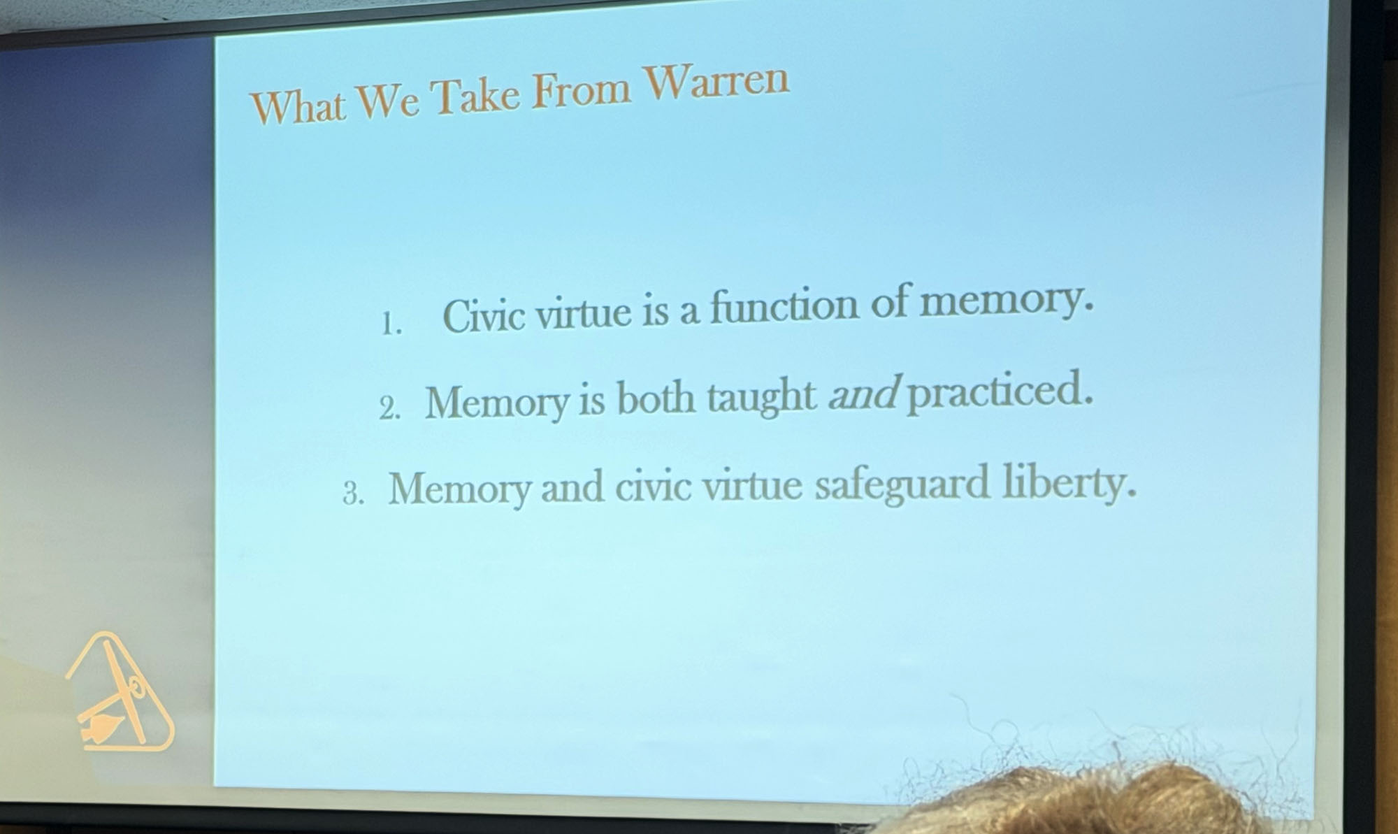 Slide photographed 29:51 into the lecture